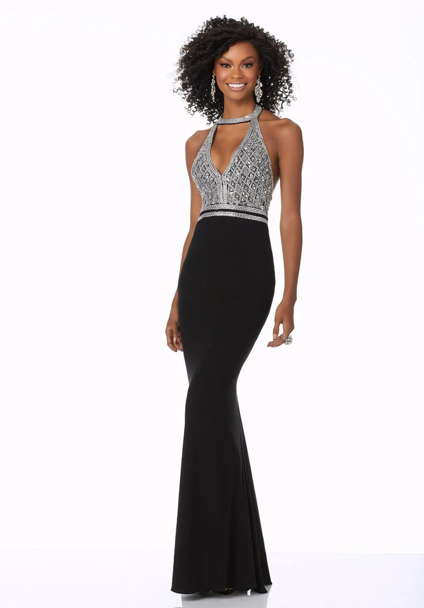 Front View of the Morilee 42010 Prom Dress Black